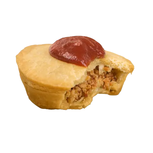 Kiwi Steak Pie with golden pastry on a plate
